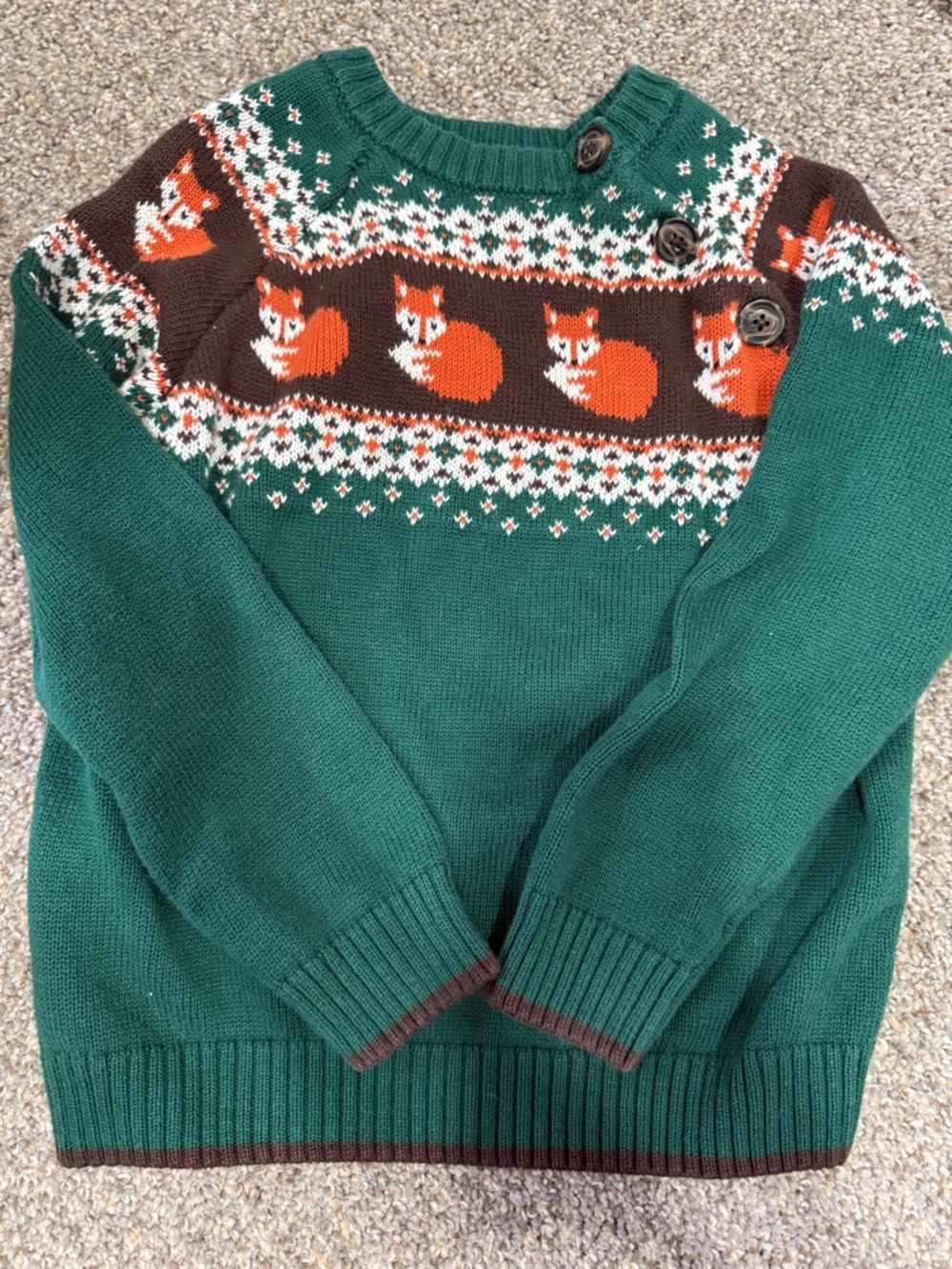 Gymboree 4T Green Knit Sweater with cute fox print